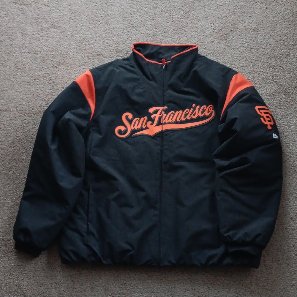 Mens Majestic San Francisco Black Giants On Therma Base Jacket - Picture 4 of 10